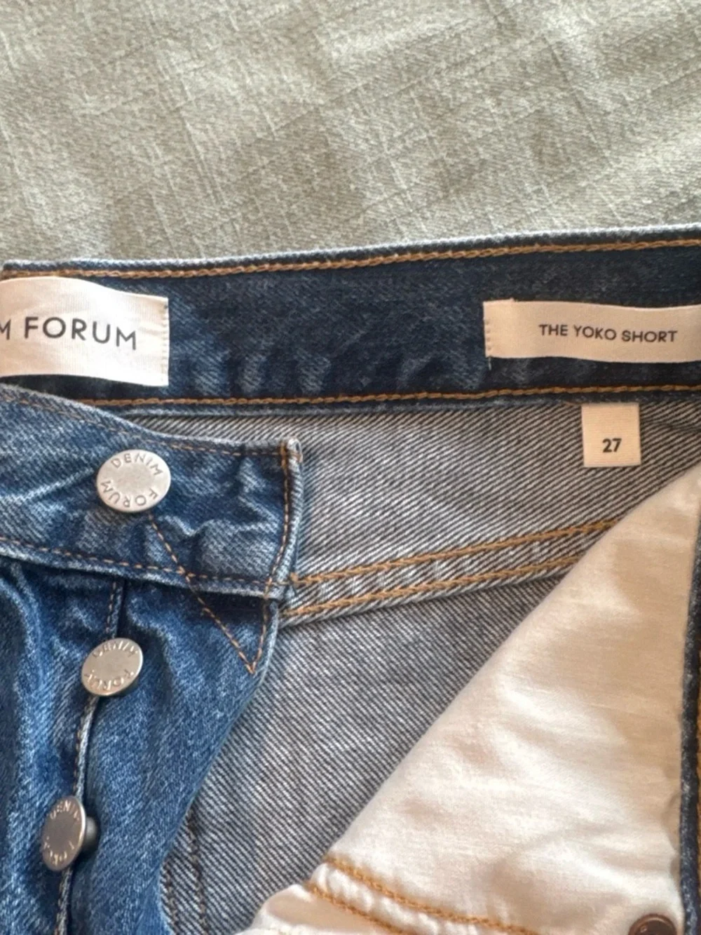 Denim Forum the yoko short.  Distressed Blue High-Rise Frayed Hem Denim Shorts